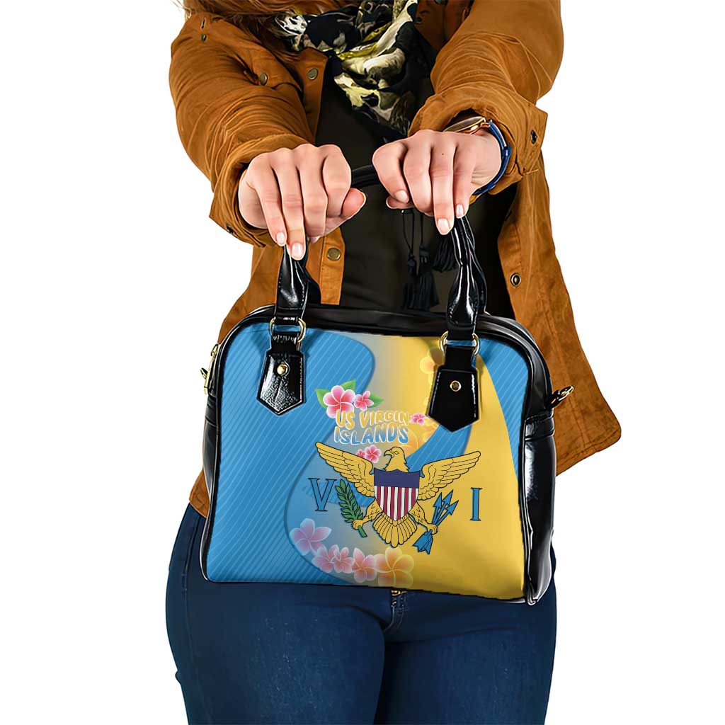 US Virgin Islands Shoulder Handbag Coat of Arms Plumeria Curve Style - Wonder Print Shop