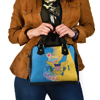 US Virgin Islands Shoulder Handbag Coat of Arms Plumeria Curve Style - Wonder Print Shop