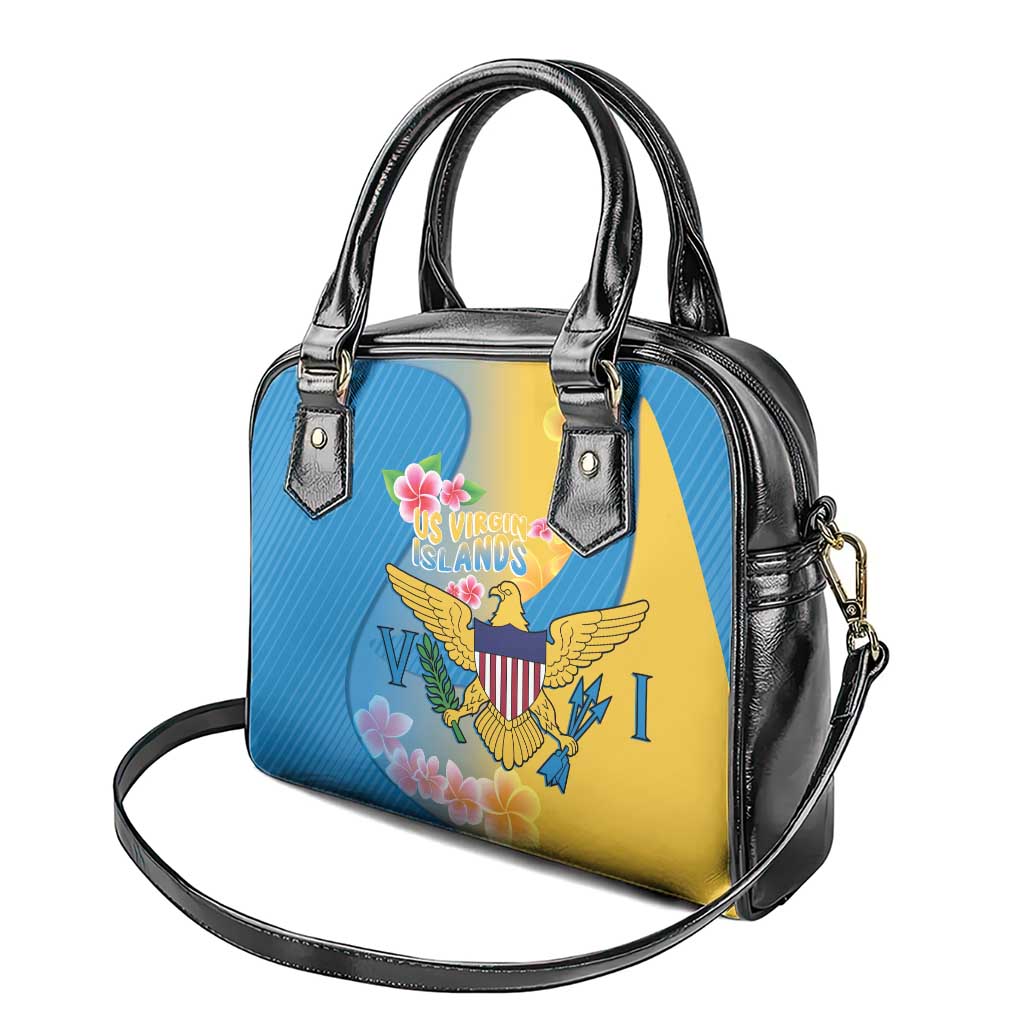 US Virgin Islands Shoulder Handbag Coat of Arms Plumeria Curve Style - Wonder Print Shop