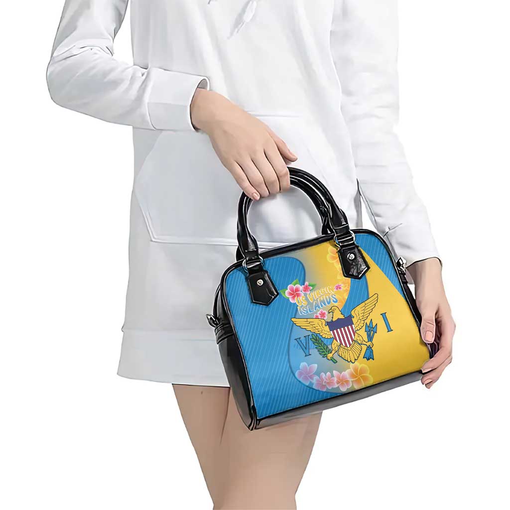 US Virgin Islands Shoulder Handbag Coat of Arms Plumeria Curve Style - Wonder Print Shop