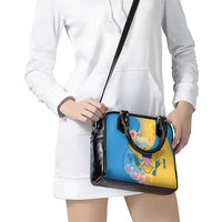 US Virgin Islands Shoulder Handbag Coat of Arms Plumeria Curve Style - Wonder Print Shop