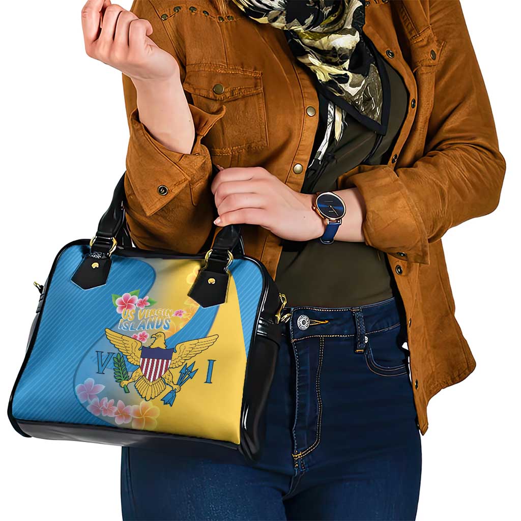 US Virgin Islands Shoulder Handbag Coat of Arms Plumeria Curve Style - Wonder Print Shop