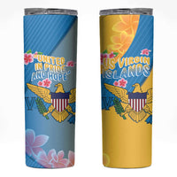 US Virgin Islands Skinny Tumbler Coat of Arms Plumeria Curve Style - Wonder Print Shop