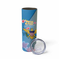 US Virgin Islands Skinny Tumbler Coat of Arms Plumeria Curve Style - Wonder Print Shop