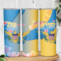 US Virgin Islands Skinny Tumbler Coat of Arms Plumeria Curve Style - Wonder Print Shop