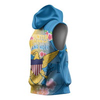 US Virgin Islands Sleeveless Hoodie Coat of Arms Plumeria Curve Style - Wonder Print Shop