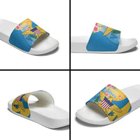 US Virgin Islands Slide Sandals Coat of Arms Plumeria Curve Style - Wonder Print Shop