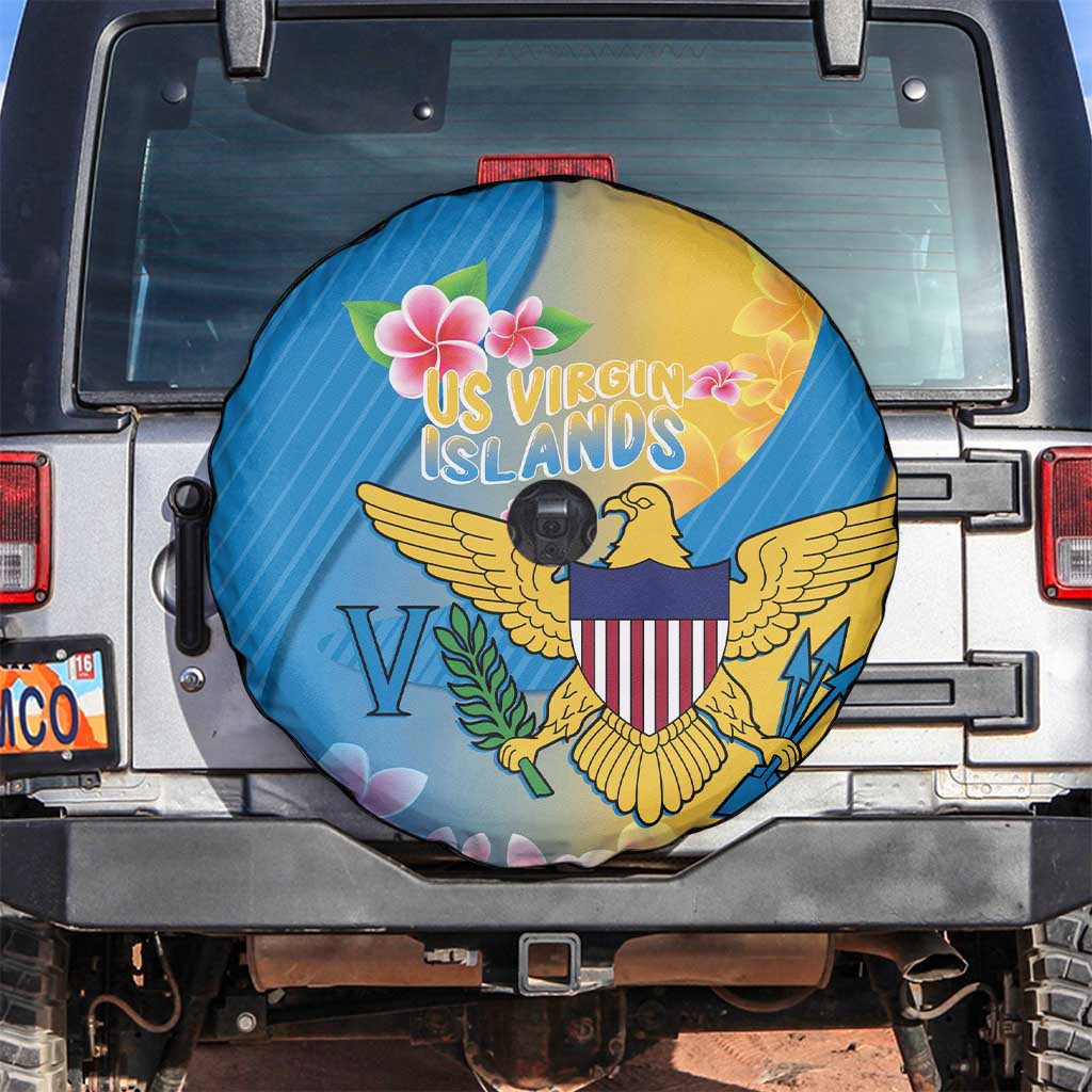 US Virgin Islands Spare Tire Cover Coat of Arms Plumeria Curve Style - Wonder Print Shop