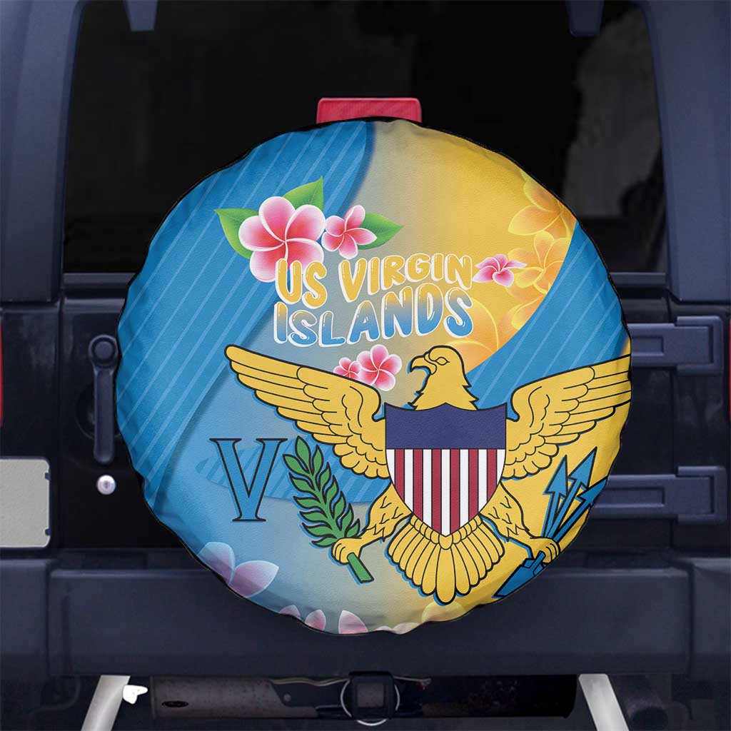 US Virgin Islands Spare Tire Cover Coat of Arms Plumeria Curve Style - Wonder Print Shop