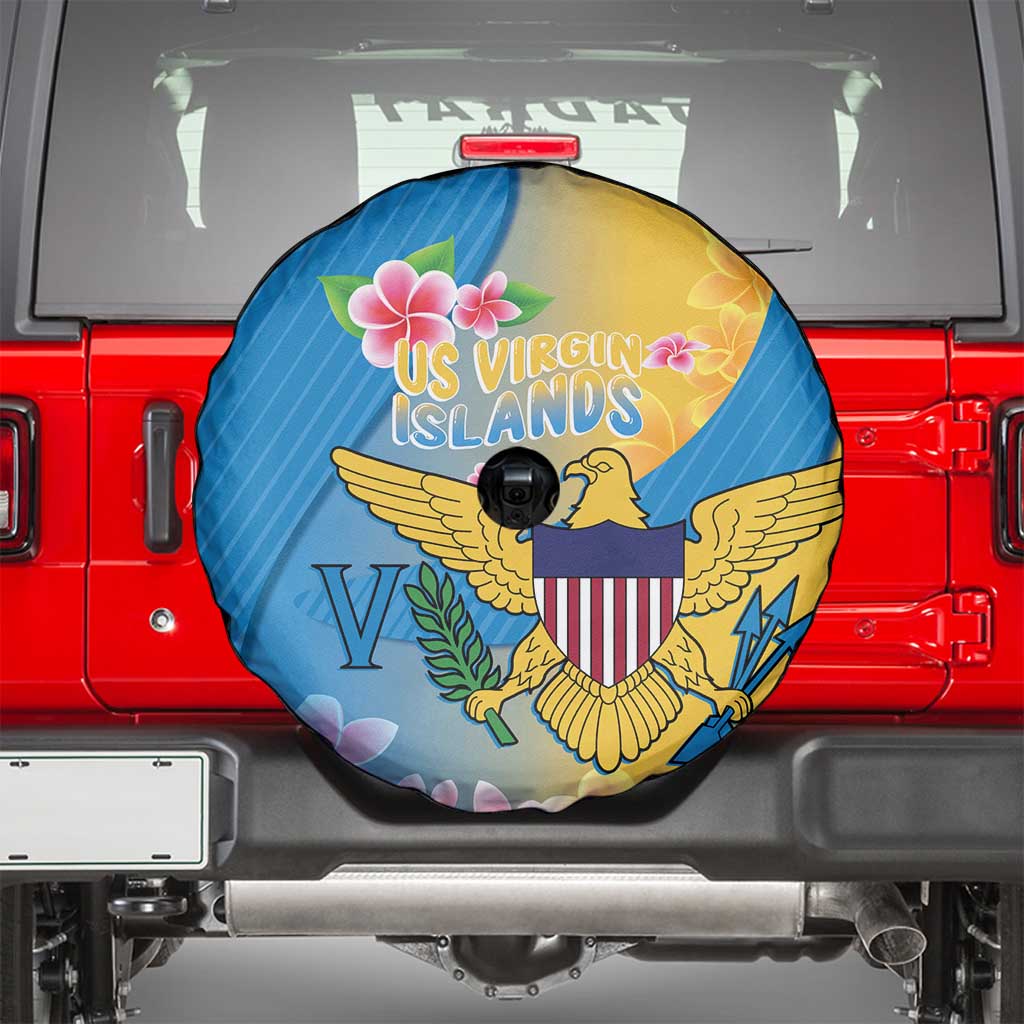 US Virgin Islands Spare Tire Cover Coat of Arms Plumeria Curve Style - Wonder Print Shop