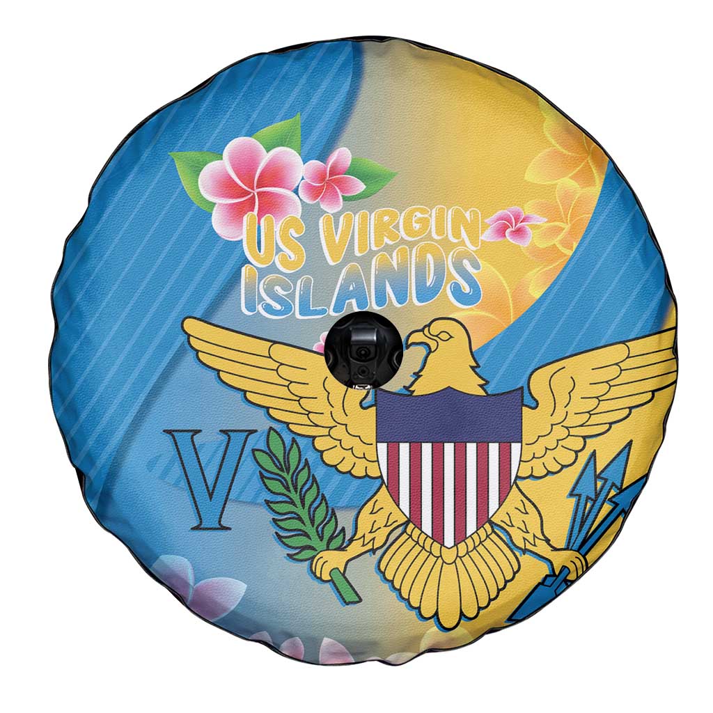 US Virgin Islands Spare Tire Cover Coat of Arms Plumeria Curve Style - Wonder Print Shop