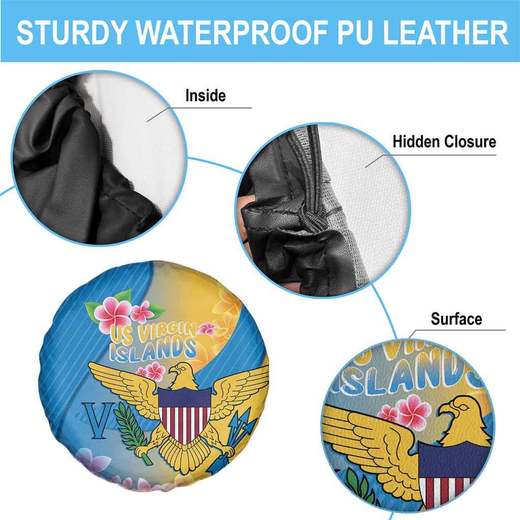 US Virgin Islands Spare Tire Cover Coat of Arms Plumeria Curve Style - Wonder Print Shop