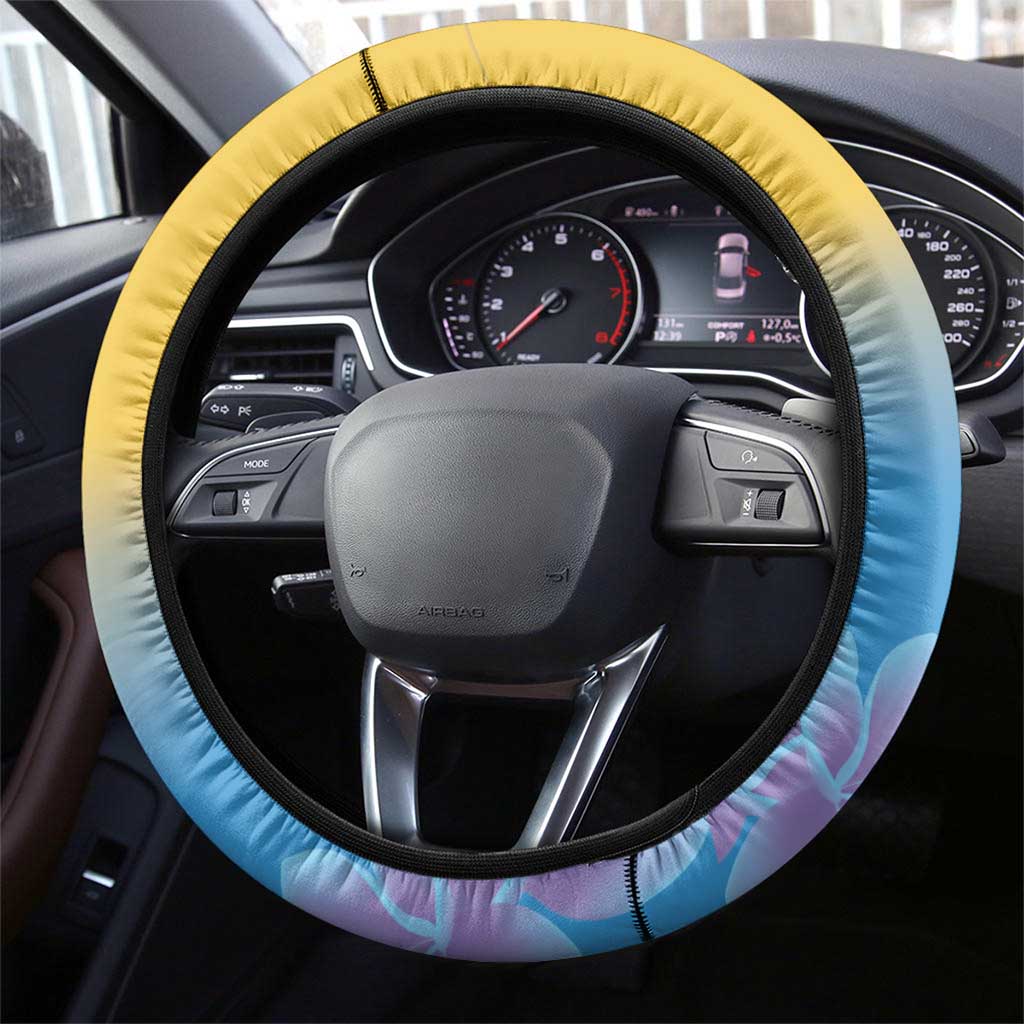 US Virgin Islands Steering Wheel Cover Coat of Arms Plumeria Curve Style - Wonder Print Shop