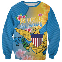 US Virgin Islands Sweatshirt Coat of Arms Plumeria Curve Style - Wonder Print Shop
