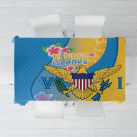 US Virgin Islands Tablecloth Coat of Arms Plumeria Curve Style - Wonder Print Shop