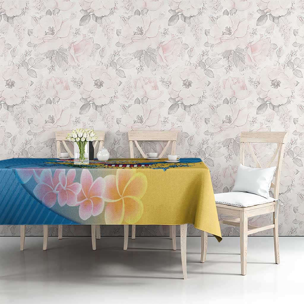 US Virgin Islands Tablecloth Coat of Arms Plumeria Curve Style - Wonder Print Shop