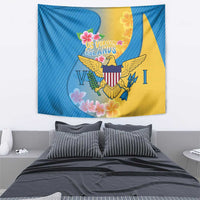 US Virgin Islands Tapestry Coat of Arms Plumeria Curve Style - Wonder Print Shop