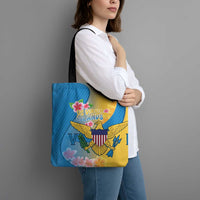 US Virgin Islands Tote Bag Coat of Arms Plumeria Curve Style - Wonder Print Shop