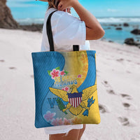 US Virgin Islands Tote Bag Coat of Arms Plumeria Curve Style - Wonder Print Shop