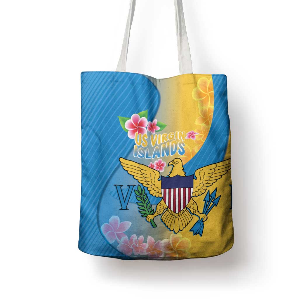 US Virgin Islands Tote Bag Coat of Arms Plumeria Curve Style - Wonder Print Shop