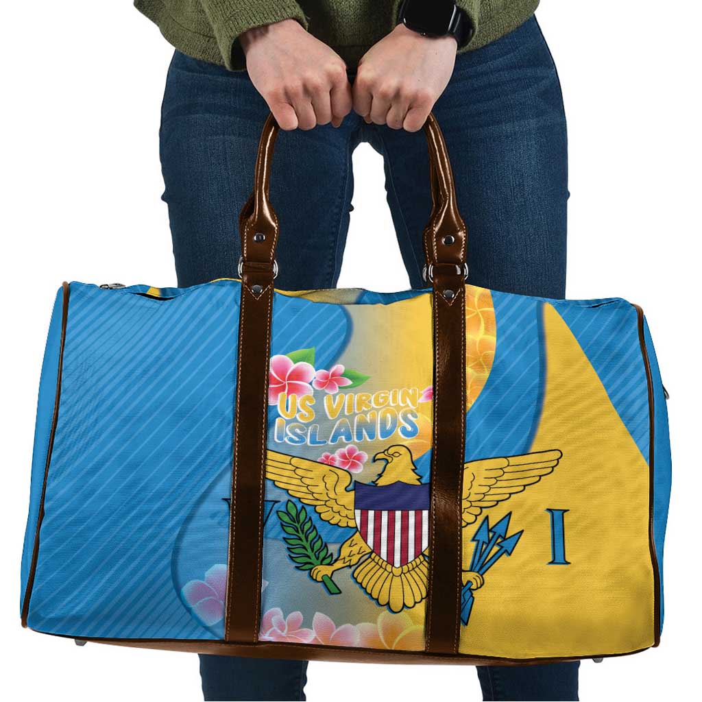 US Virgin Islands Travel Bag Coat of Arms Plumeria Curve Style - Wonder Print Shop
