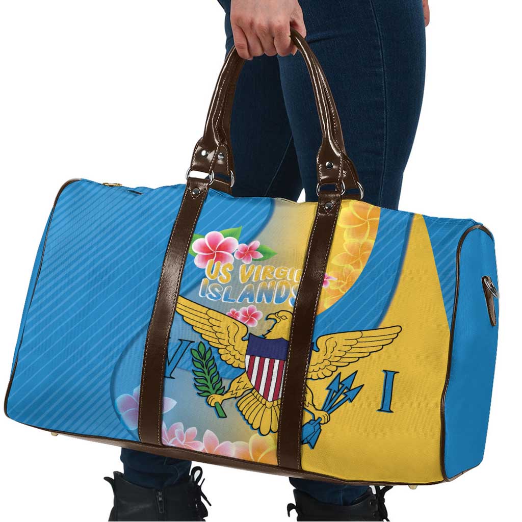 US Virgin Islands Travel Bag Coat of Arms Plumeria Curve Style - Wonder Print Shop