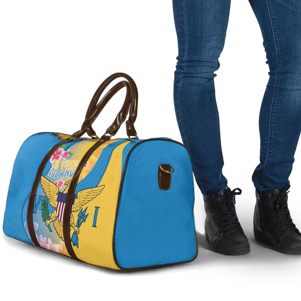 US Virgin Islands Travel Bag Coat of Arms Plumeria Curve Style - Wonder Print Shop