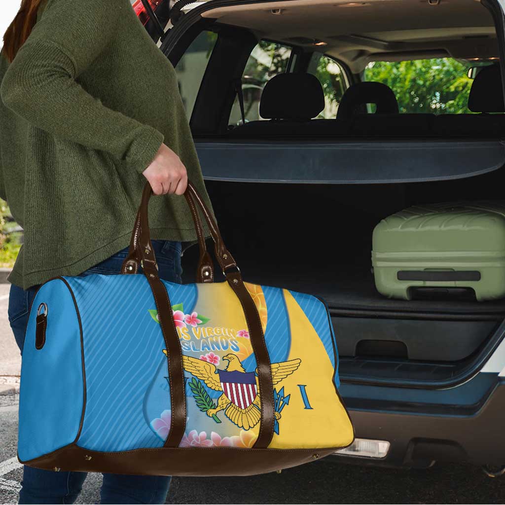 US Virgin Islands Travel Bag Coat of Arms Plumeria Curve Style - Wonder Print Shop