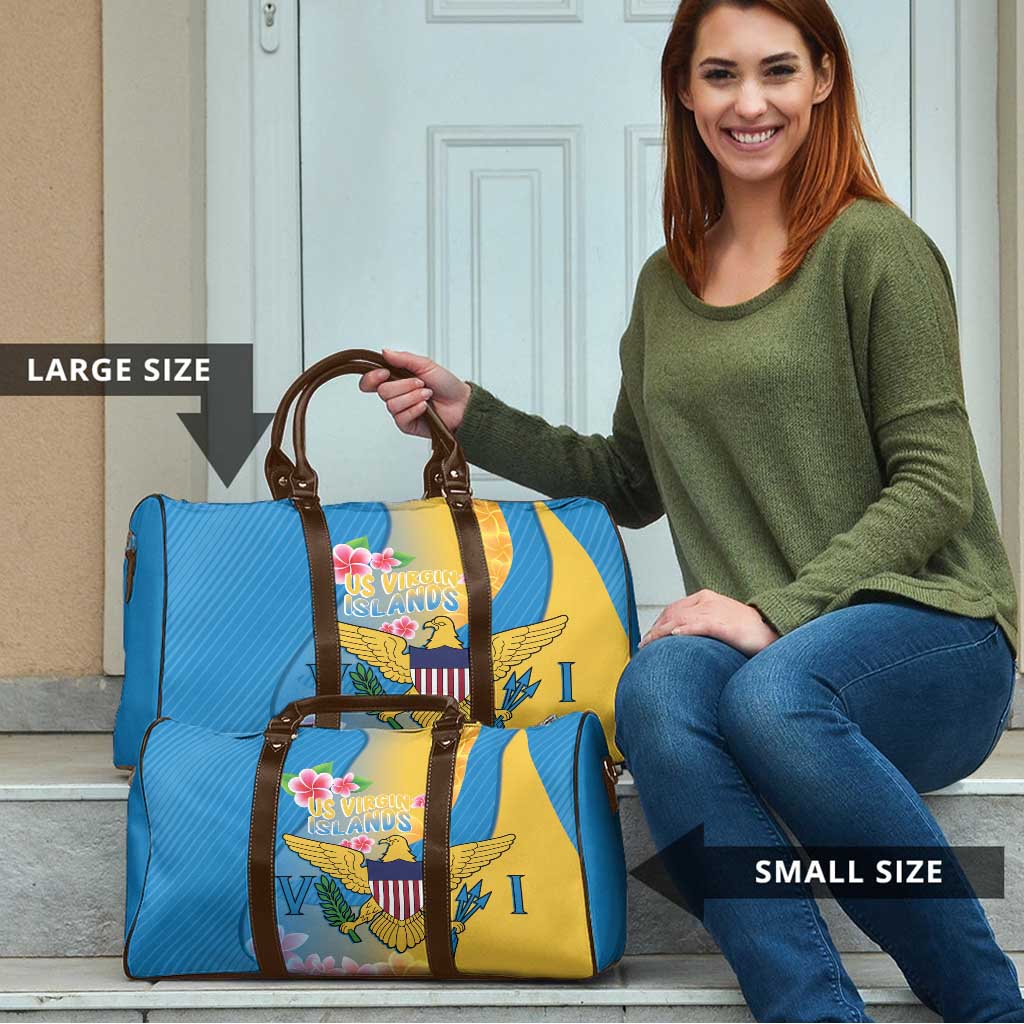 US Virgin Islands Travel Bag Coat of Arms Plumeria Curve Style - Wonder Print Shop