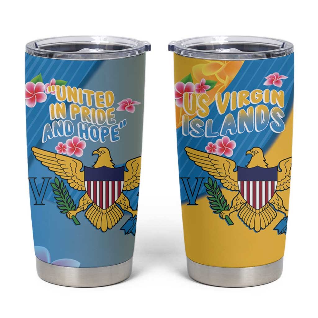 US Virgin Islands Tumbler Cup Coat of Arms Plumeria Curve Style - Wonder Print Shop