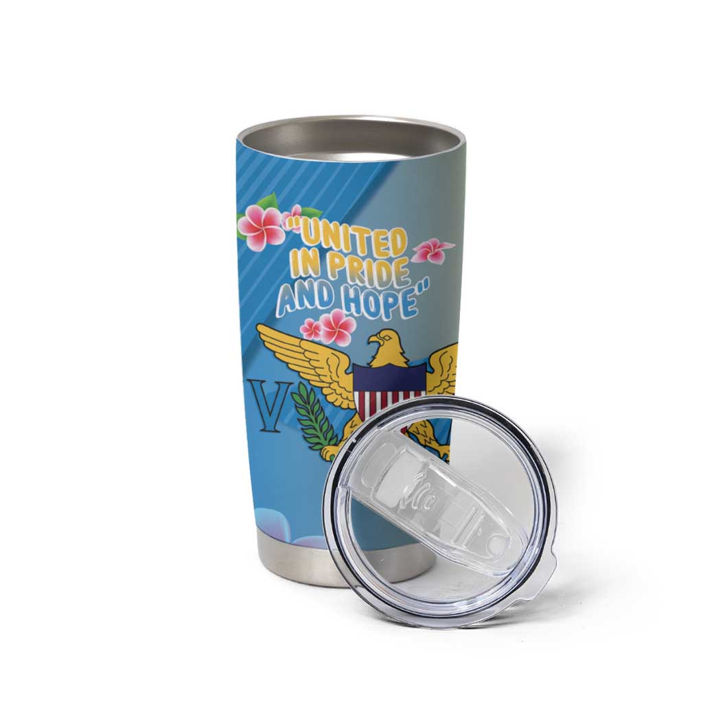 US Virgin Islands Tumbler Cup Coat of Arms Plumeria Curve Style - Wonder Print Shop