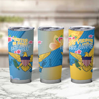 US Virgin Islands Tumbler Cup Coat of Arms Plumeria Curve Style - Wonder Print Shop