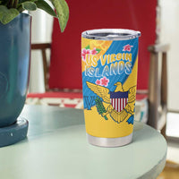 US Virgin Islands Tumbler Cup Coat of Arms Plumeria Curve Style - Wonder Print Shop