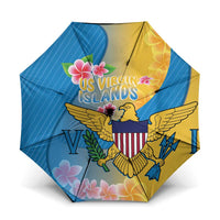 US Virgin Islands Umbrella Coat of Arms Plumeria Curve Style - Wonder Print Shop