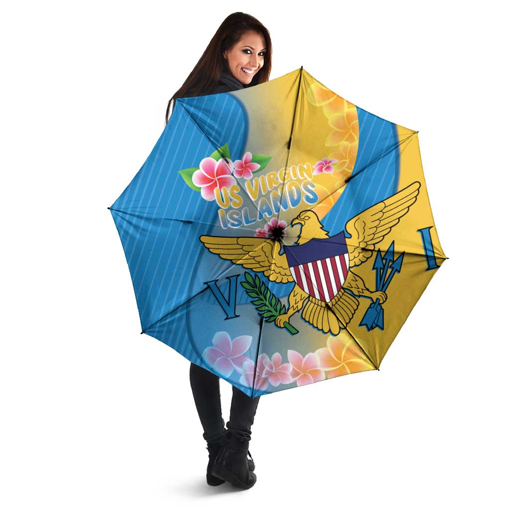 US Virgin Islands Umbrella Coat of Arms Plumeria Curve Style - Wonder Print Shop