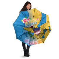 US Virgin Islands Umbrella Coat of Arms Plumeria Curve Style - Wonder Print Shop