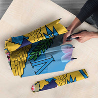 US Virgin Islands Umbrella Coat of Arms Plumeria Curve Style - Wonder Print Shop