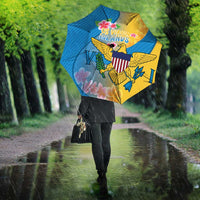 US Virgin Islands Umbrella Coat of Arms Plumeria Curve Style - Wonder Print Shop