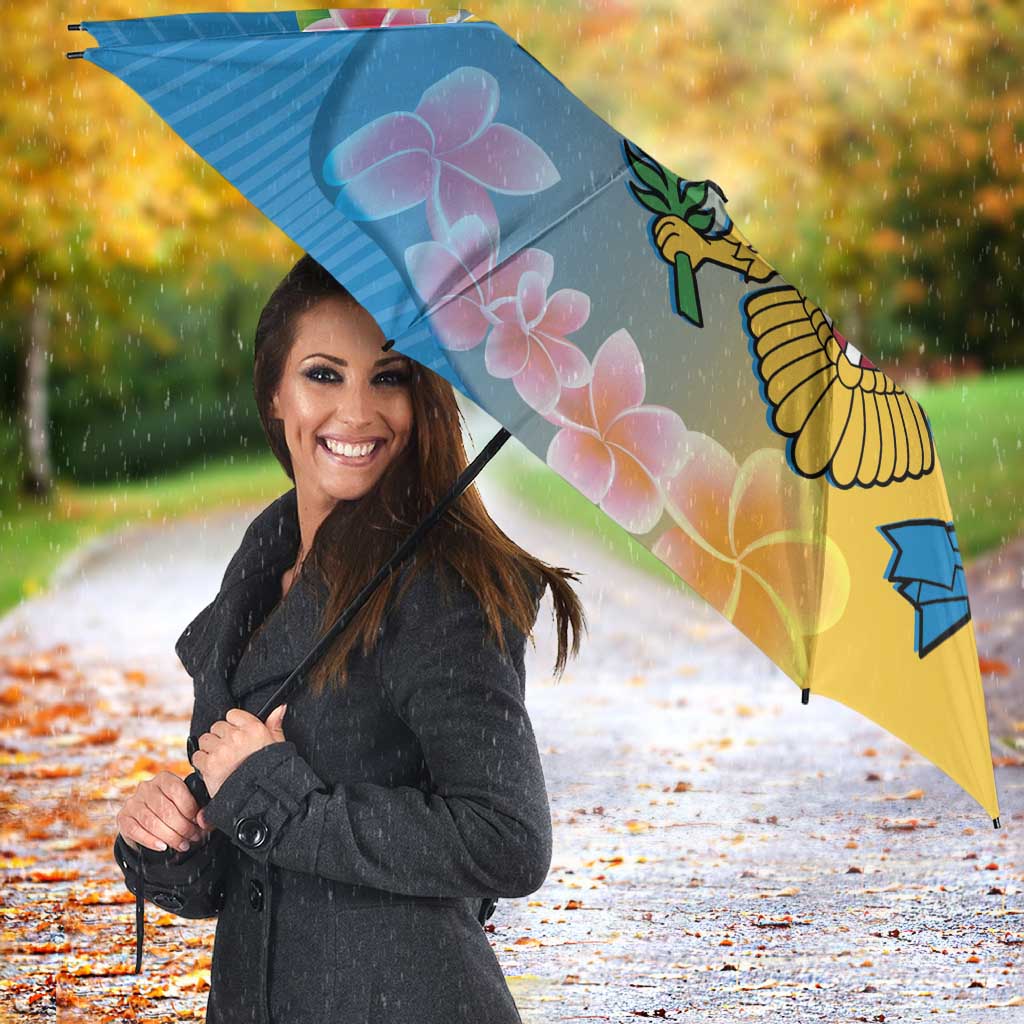 US Virgin Islands Umbrella Coat of Arms Plumeria Curve Style - Wonder Print Shop