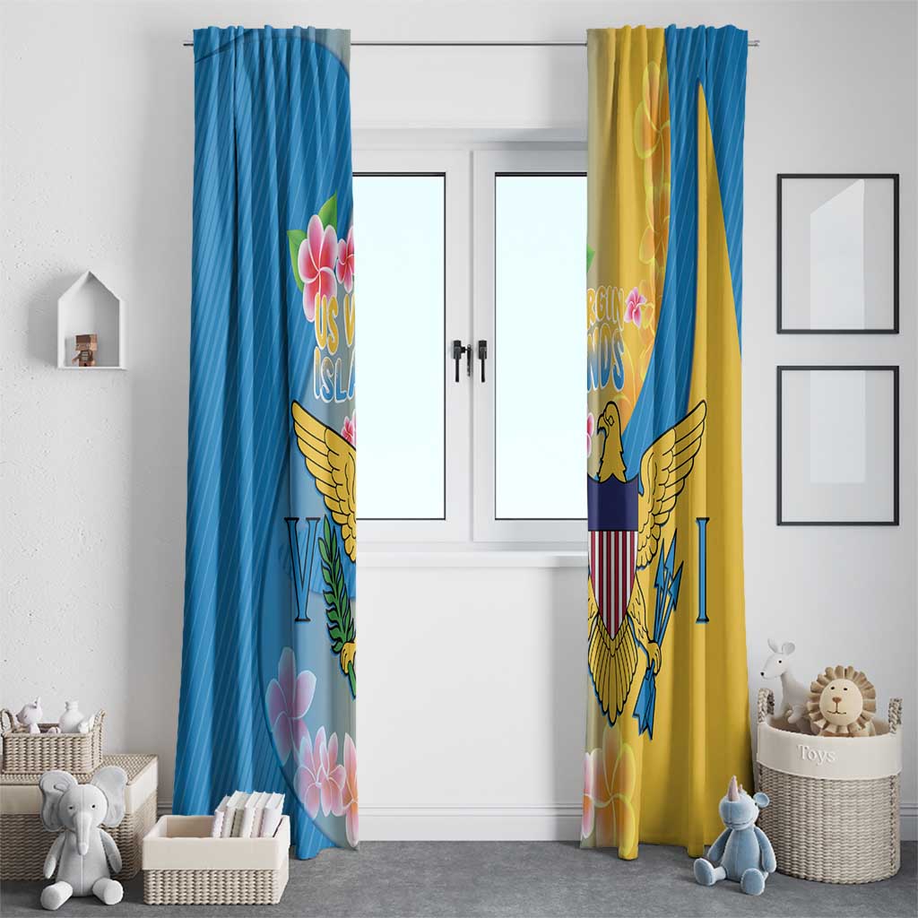 US Virgin Islands Window Curtain Coat of Arms Plumeria Curve Style - Wonder Print Shop