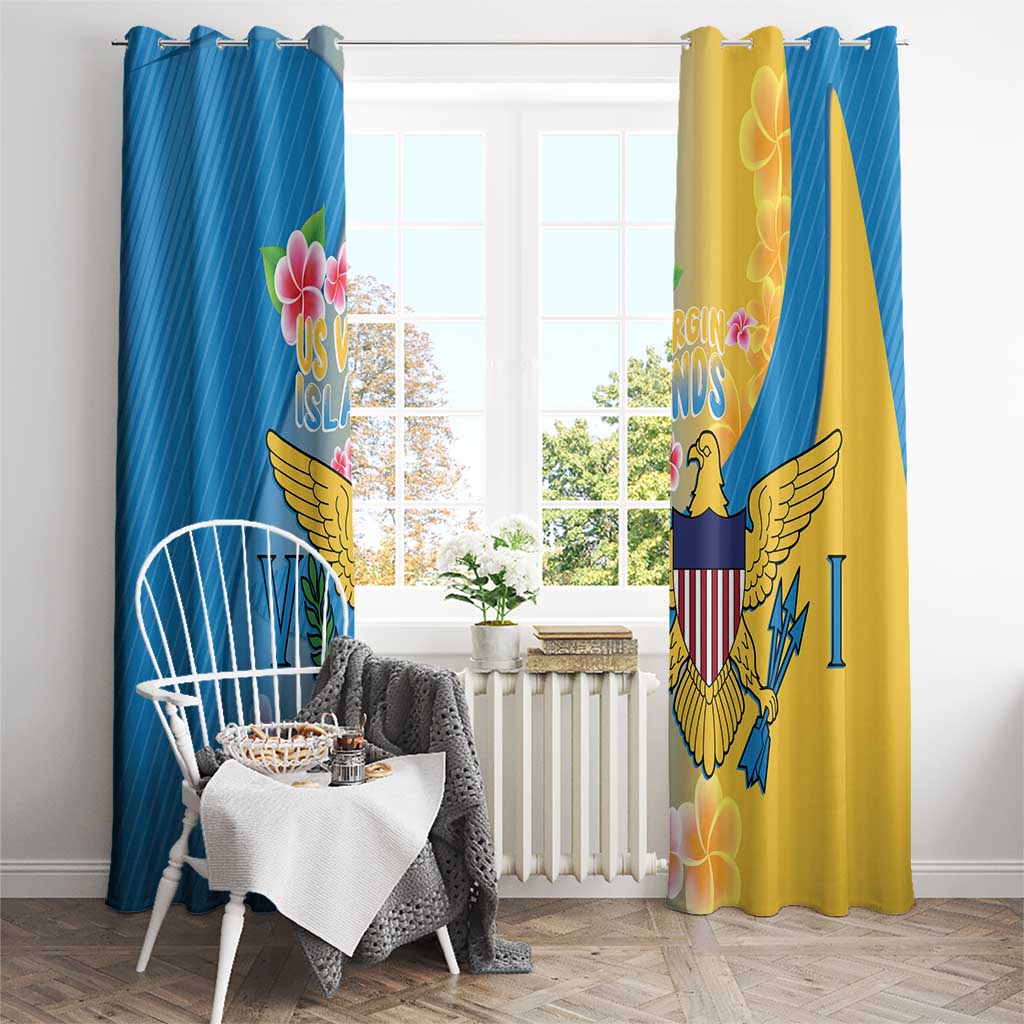 US Virgin Islands Window Curtain Coat of Arms Plumeria Curve Style - Wonder Print Shop
