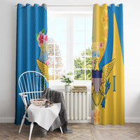 US Virgin Islands Window Curtain Coat of Arms Plumeria Curve Style - Wonder Print Shop