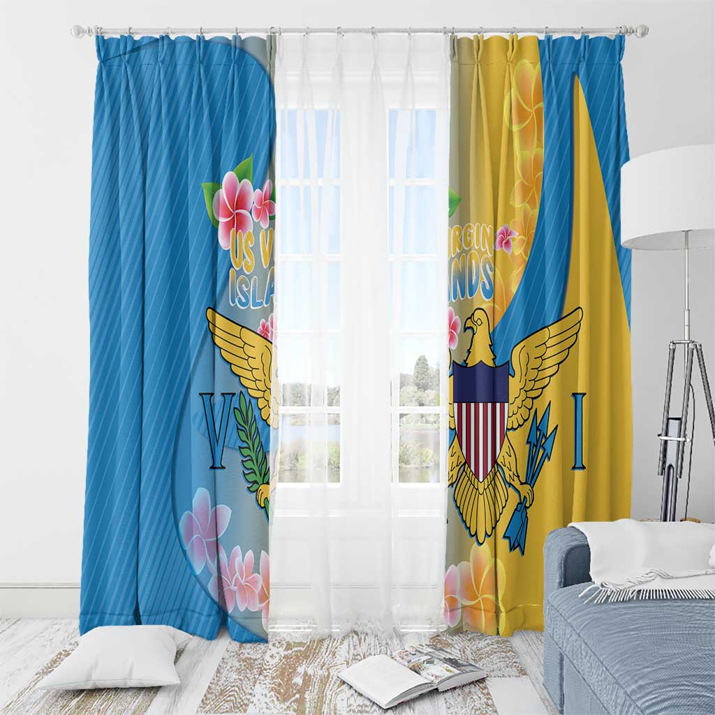 US Virgin Islands Window Curtain Coat of Arms Plumeria Curve Style - Wonder Print Shop
