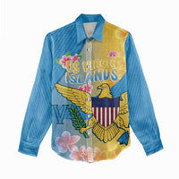 US Virgin Islands Women Casual Shirt Coat of Arms Plumeria Curve Style - Wonder Print Shop