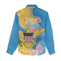 US Virgin Islands Women Casual Shirt Coat of Arms Plumeria Curve Style - Wonder Print Shop