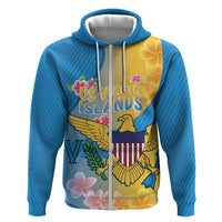 US Virgin Islands Zip Hoodie Coat of Arms Plumeria Curve Style - Wonder Print Shop