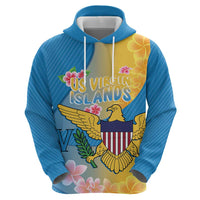 US Virgin Islands Zip Hoodie Coat of Arms Plumeria Curve Style - Wonder Print Shop