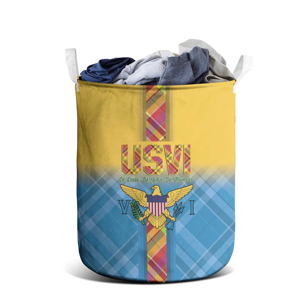 US Virgin Islands Laundry Basket Madras Pattern Gradient Style - Wonder Print Shop