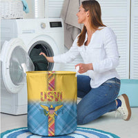 US Virgin Islands Laundry Basket Madras Pattern Gradient Style - Wonder Print Shop