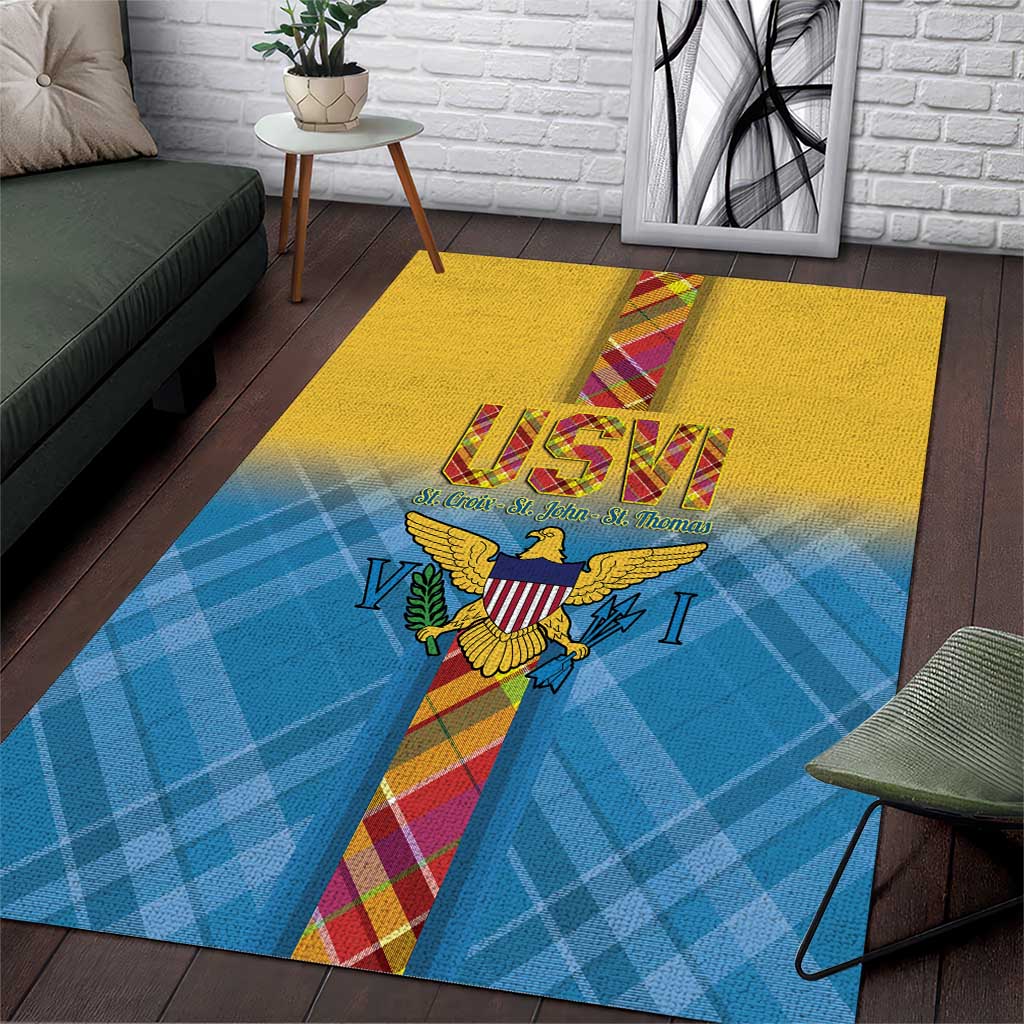 US Virgin Islands Area Rug Madras Pattern Gradient Style - Wonder Print Shop